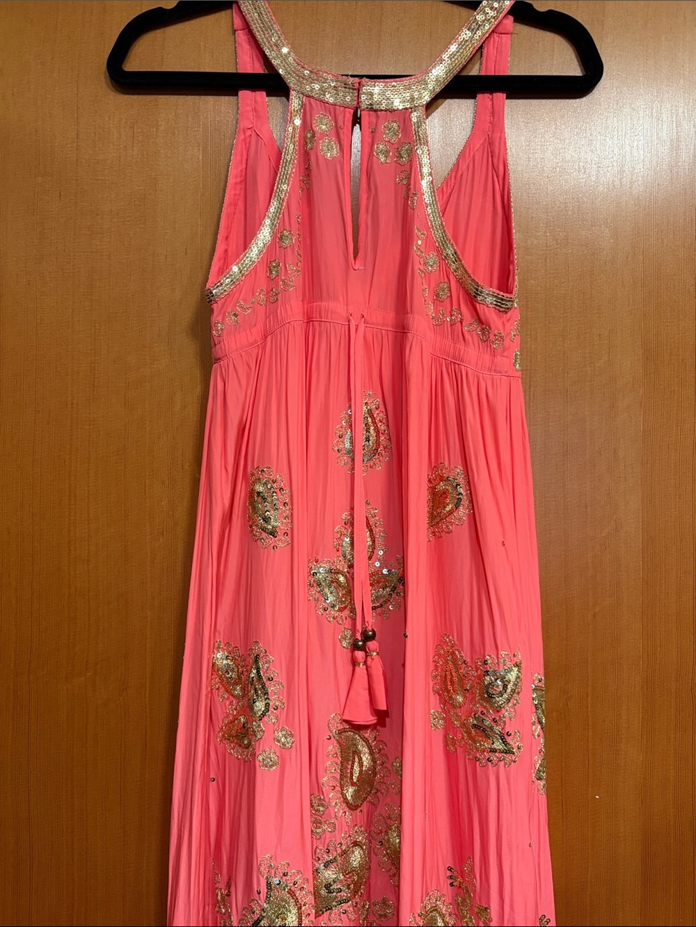 Calypso St. Barth Coral Maxi Dress with Gold Embellishment - Picture 5 of 6